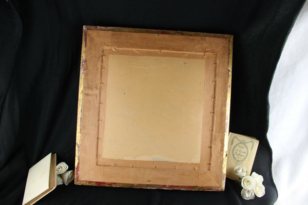 Antique very old 1847 signed needlework painting framed french school friendship