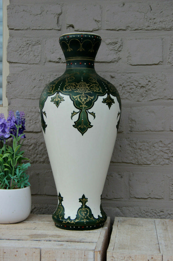 Antique ART DECO BOCH BFK marked ceramic Vase Enamel decor