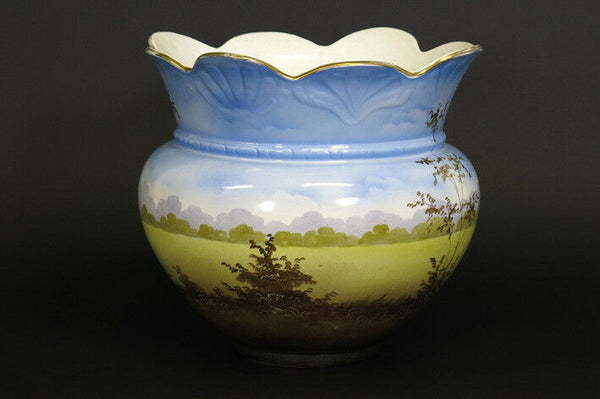 XL Antique 1935 NIMY faience ceramic PLANTER jardiniere country farm house