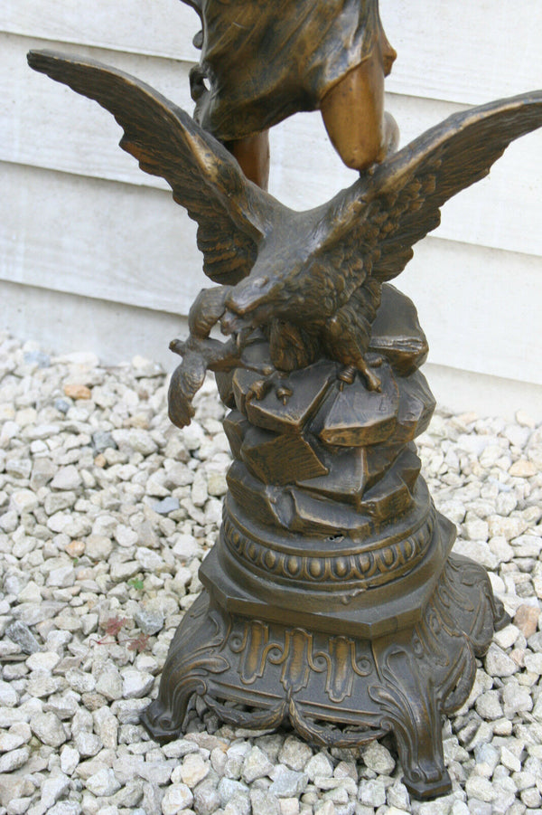 Huge XL French Spelter bronze figurines eagle clock set 60's