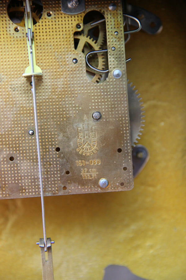 Huge French Boulle Cartel Mantel clock putti  bronze wood inlaid