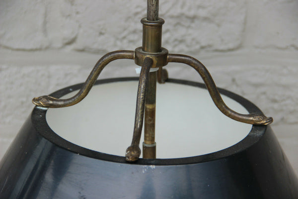 French Bouillotte empire winged angels Metal bronze Table lamp Snake animal