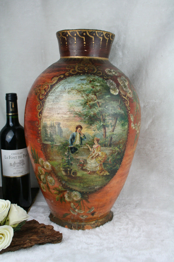 Rare Exclusive Terra cotta Hand painted victorian French Vase 1850