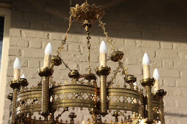 Majestical Antique French Church religious neo gothic chandelier lamps  candles