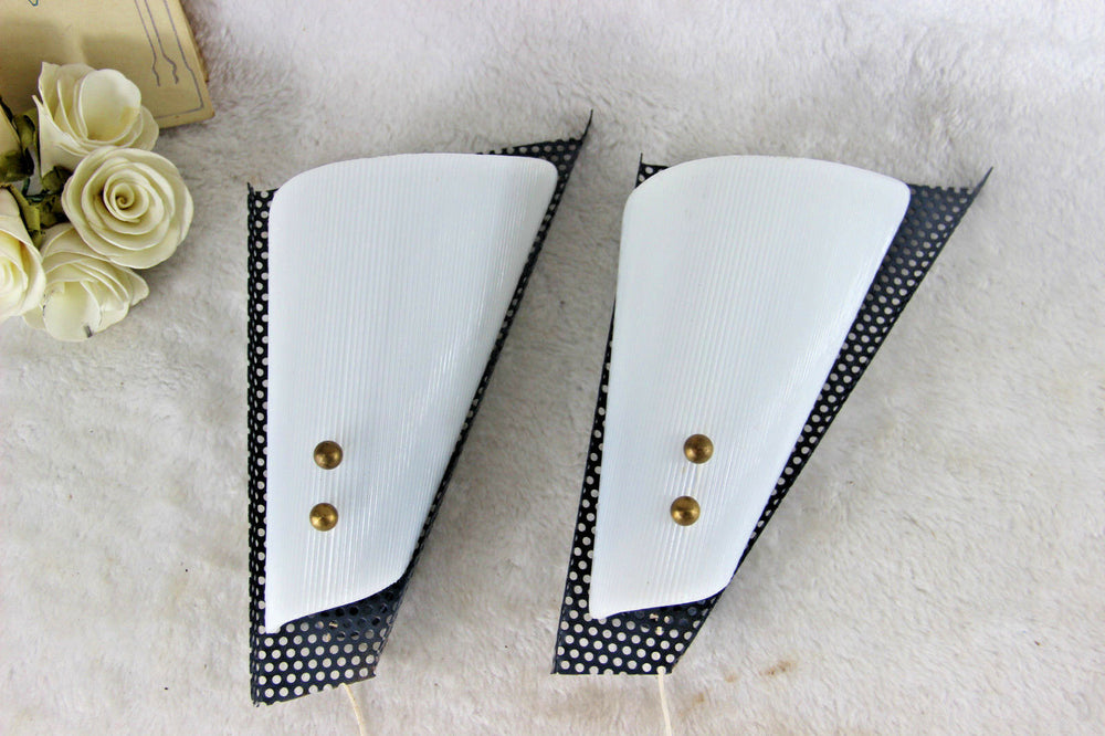 PAIR Vintage Metal perforated attr. MATEGOT Wall lights sconces