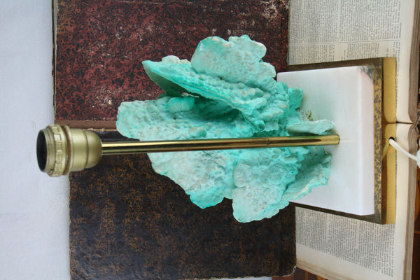 Mid-Century 1960 Table Lamp France Stone turquoise blue mineral Retro rare piece