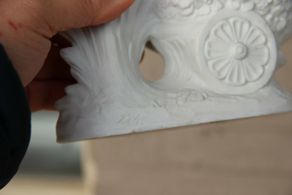 Small German bisque porcelain statue vase planter romantic young figurine