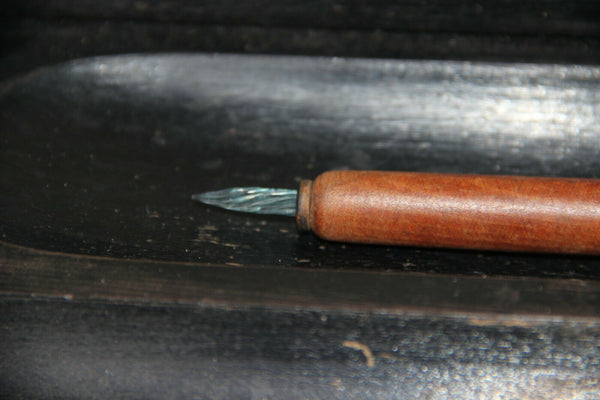 Rare antique napoleon III wood carved spelter bronze statue inkwell pen