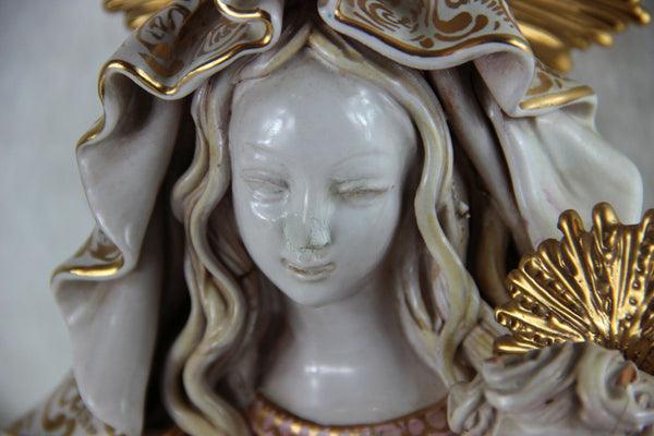 Stunning Religious Pattarino school Terracotta Madonna child statue italian 60s