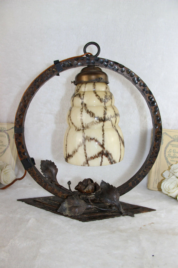 ART DECO 1930 Cast iron roses Table lamp