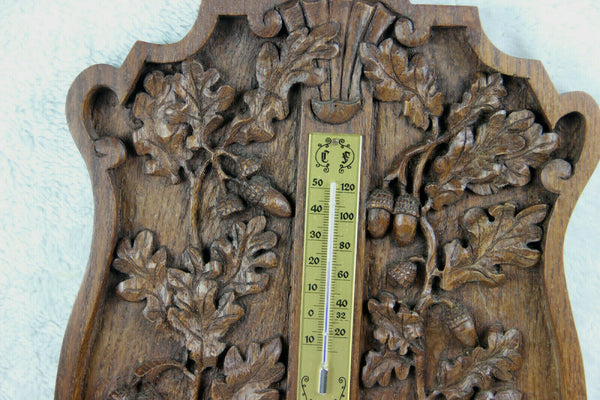 Antique black forest wood carved gothic dragons fruits wall plaque panel