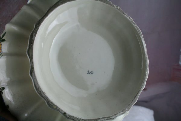 French Porcelain Bowl center piece table floral apple marked JVD