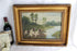 Flemish school oil canvas painting hunting dogs bird scene attr. Schouten