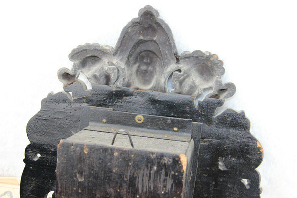 RARE Antique BLACK FOREST wood carved german wall clock caryatid lady head