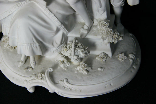 Large German antique UNTERWEISSBACH marked Bisque porcelain white group