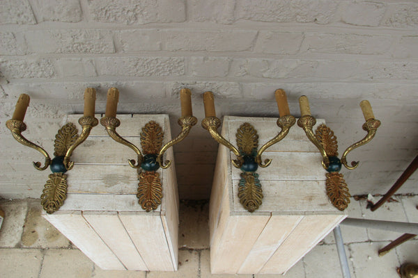 Set Antique 4 Empire bronze wall lights sconces