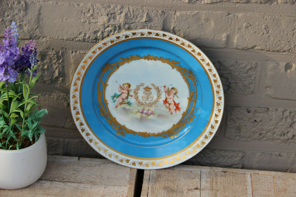 Antique SEVRES chateau tuileries marked Putti angel monogram  porcelain plate