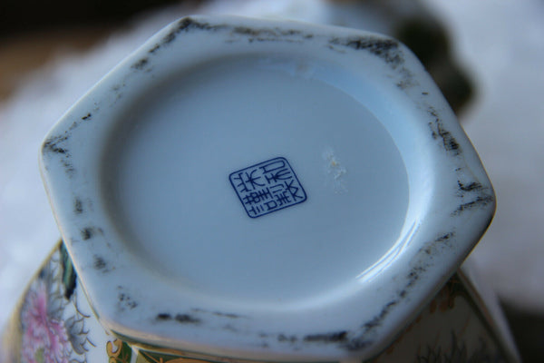 japanese porcelain peacock floral marked porcelain Vase