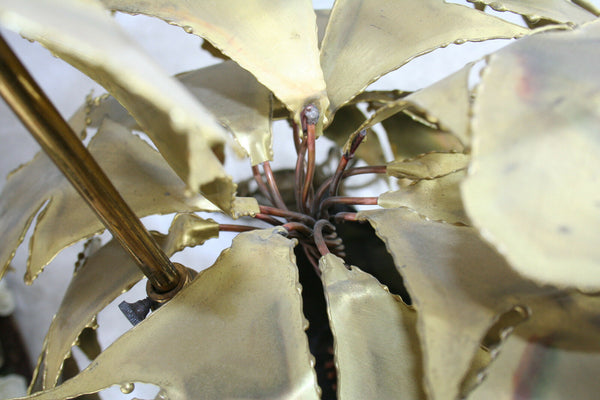 mid century Lamp Dhaeseleer Daniel signed brass copper palm tree leaves lamp