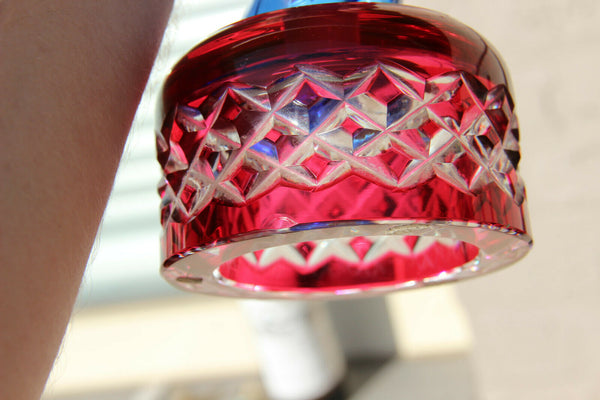 RARE Belgian VAL SAINT LAMBERT Crystal blue glass madonna figurine religious