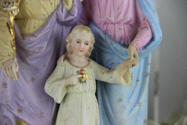 Antique vieux andenne bisque porcelain saint family holy group mary Joseph jesus