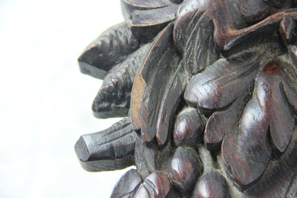 Large Antique Black Forest Wood carved Birds wall clock