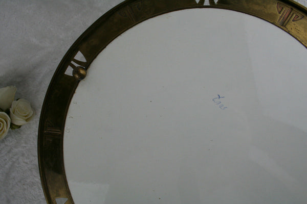 Art nouveau Copper Tray with faience grapes plate attr. Serrurier bovy Belgian