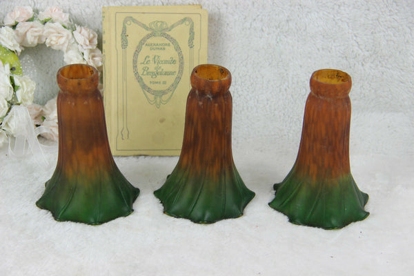 Set of 3 Glass paste French shades for wall light sconces