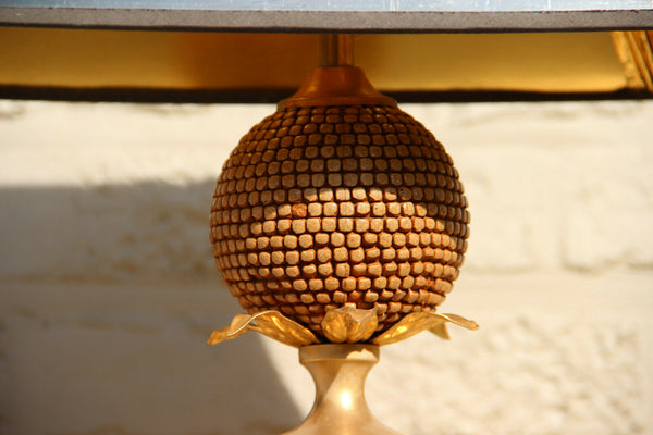 Mid Century French 1970 Egg Floral table lamp attr. maison jansen