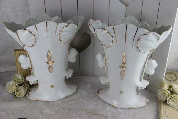 Gorgeous Antique Vieux old paris porcelain Vases romantic noble lady portraits