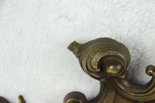 Black forest metal bronze gold gilt wall clock hunting trophy hunt bird fish