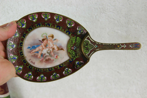 Vintage italian porcelain Centerpiece bowl with encrusted flowers and birds