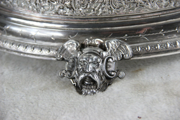 Antique French centerpiece bowl crystal glass cut caryatid mythological figurine