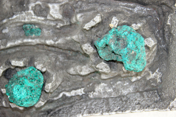 HUGE Rare BRUTALIST Stoneware malachite stones Crucifix cross religious christ