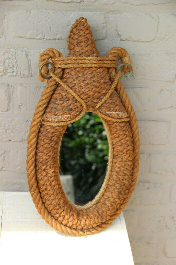 Vintage Audoux Minet Rope Wall mirror France 1950s