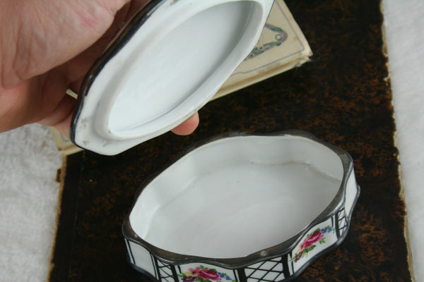 french marked  porcelain bonbonniere candy box floral 1960