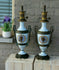 PAIR antique French oil Lamps porcelain Bronze Egypt potrait heads Rare marked