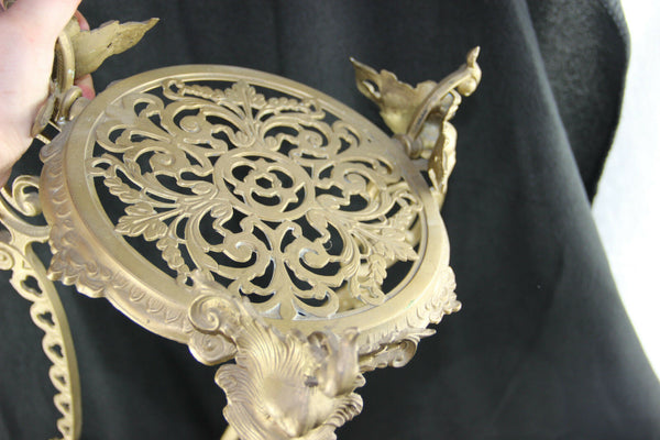 French Vintage 1960 Pedestal plant stand table mythological figurine lion paws