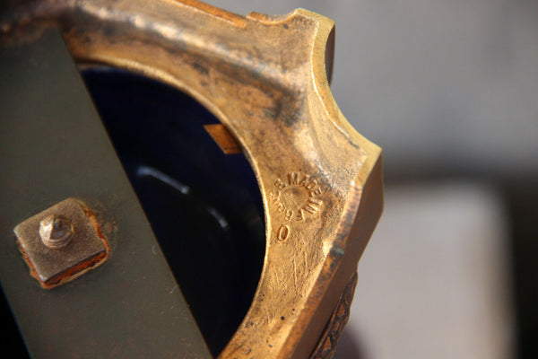 Antique PAIR french putti angels porcelain Blue Vases 19th c