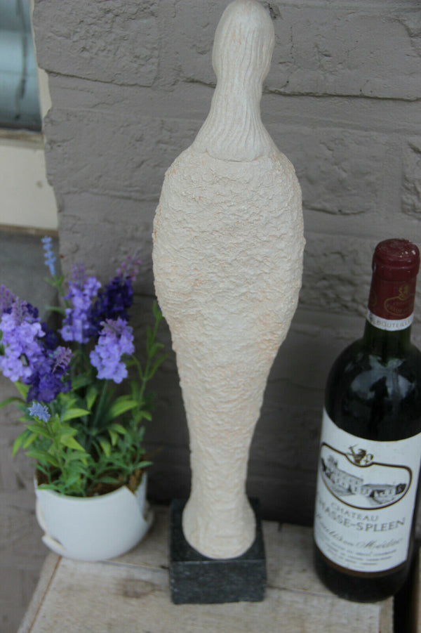 RARE art deco Religious Chalkware Madonna figurine statue stone base marked