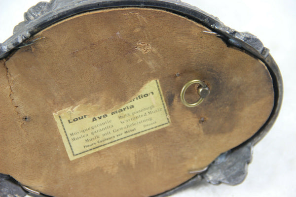 Antique French LOURDES virgin Mary apparition music box ave maria religious