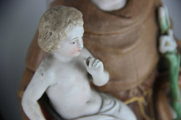 XL Antique French vieux paris porcelain Saint anthony Statue religious figurine