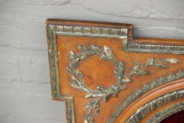 XL Antique French Religious crucifix cross frame wood plaster