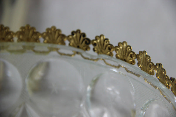 French Empire 1970 Crystal glass cut Centerpiece coupe swan base Rare