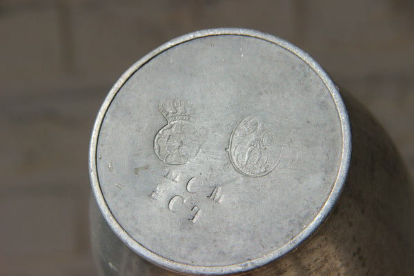 Antique 18thc very old FLEMISH pewter tea coffee pot dragon gothic castle