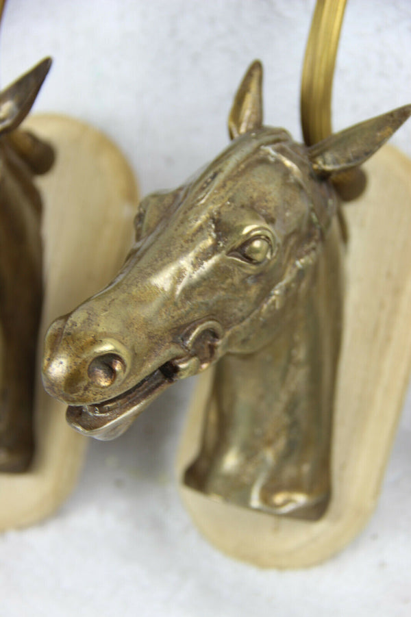 PAIR antique Bronze horse head sconces wall lights equestrian by Sylvain NORGA