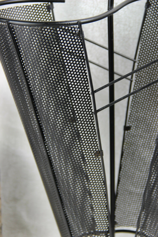 Mid century French mathieu mategot perforated metal black umbrella holder stand