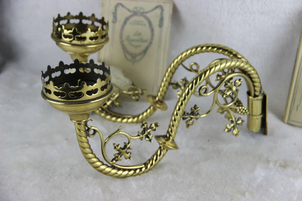 NEO gothic Metal gold gilt Church religious wall candle holder