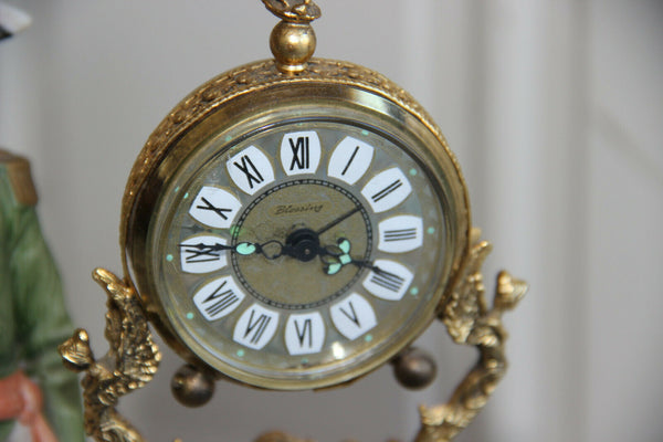 Vintage Napoleon officer soldier porcelain figurine clock putti caryatids onyx