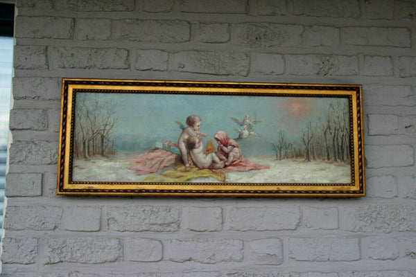 Top French Antique set 4 oil canvas Painting Putti angels  4 Seasons